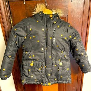 Cat & Jack Premium Fur Lined Black Hooded Winter Coat - 5T